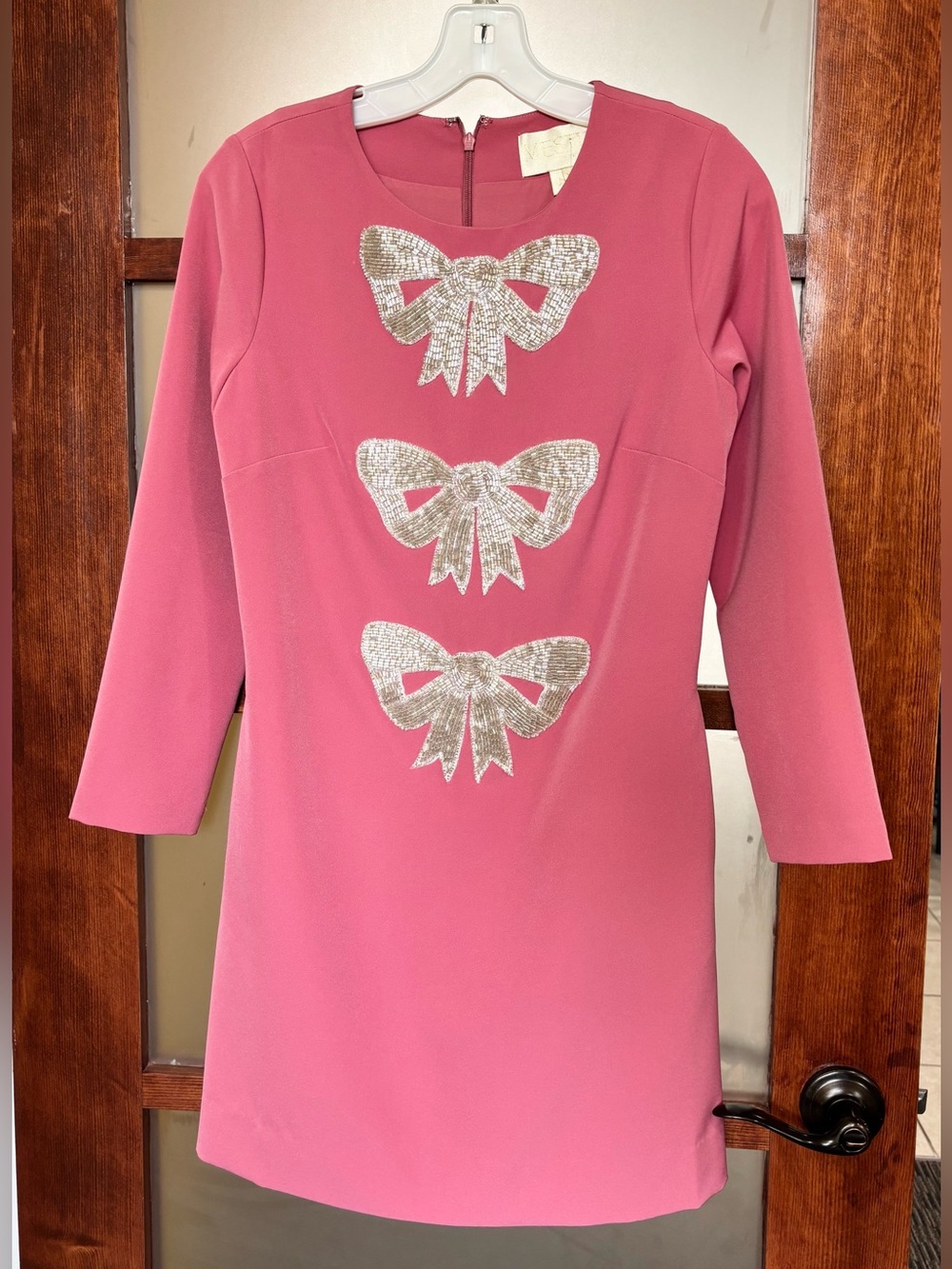 Mestiza Mini Dress with Silver Beaded Bow Embellishments